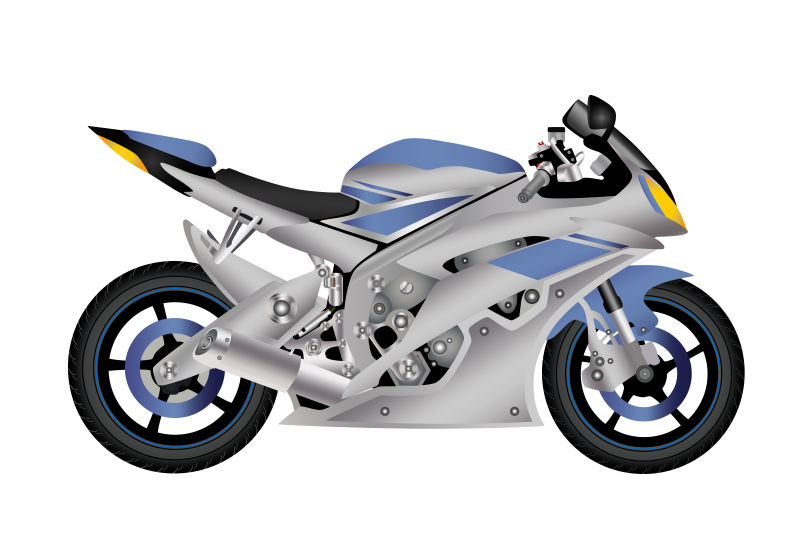 创意矢量蓝色现代经典摩托车设计插图