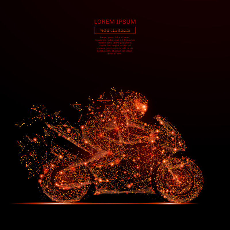 创意矢量现代时尚光芒元素的摩托车骑手插图