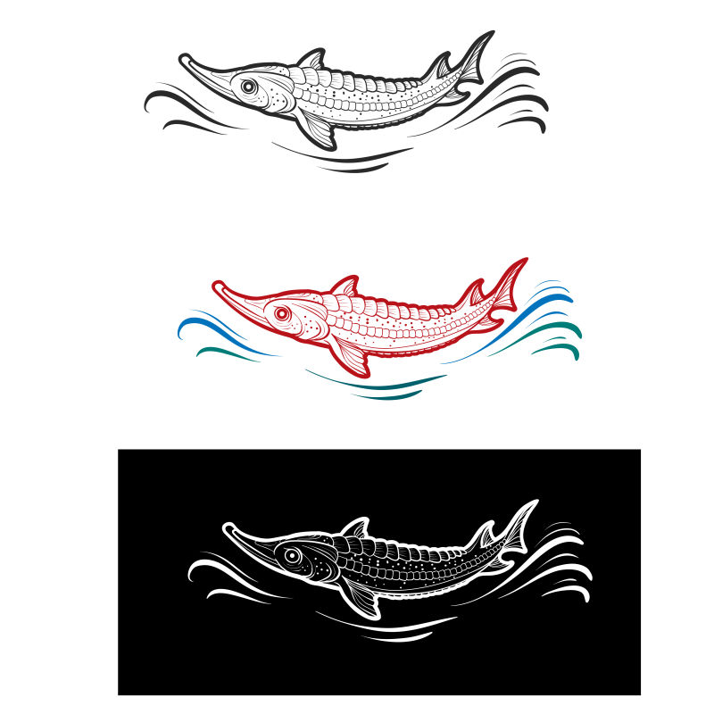 创意矢量现代手绘鳟鱼商标设计