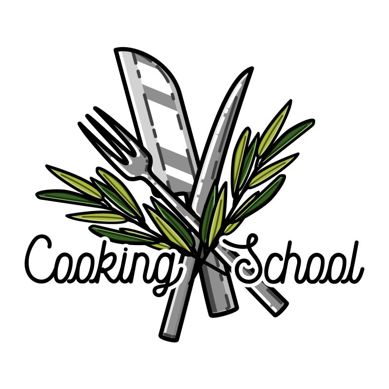 彩色老式烹饪学校徽