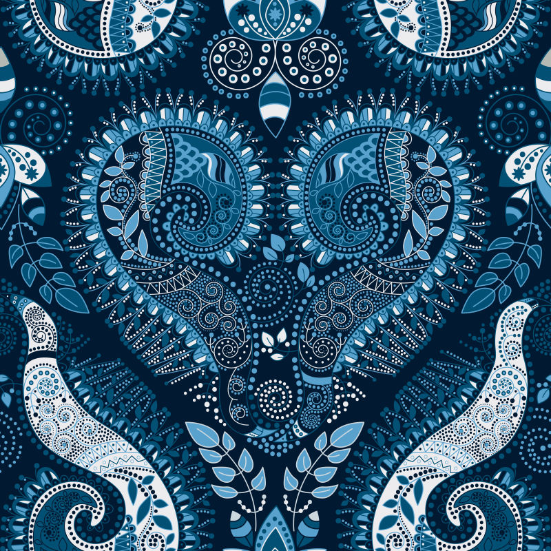 创意矢量蓝色花卉元素装饰现代背景设计