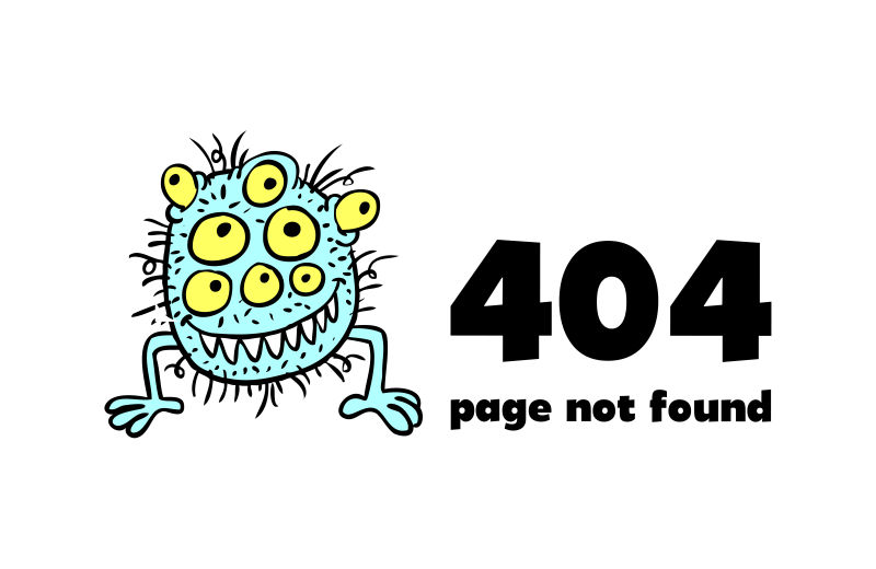 抽象矢量卡通怪物元素的页面404概念插图