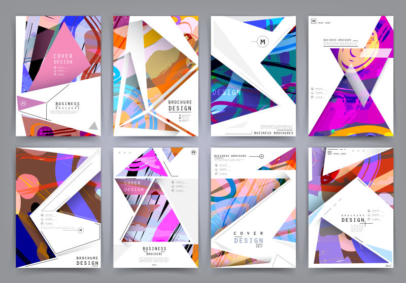 抽象矢量现代时尚几何元素的宣传册设计