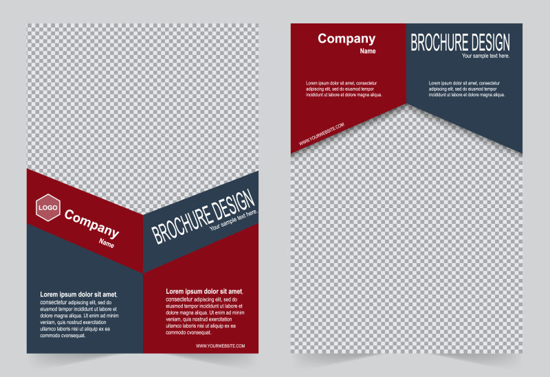 创意矢量现代商业红蓝色双色的平面宣传单设计
