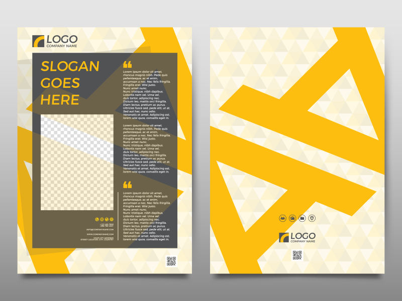 抽象矢量现代黄色几何时尚宣传单设计