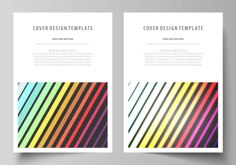 抽象矢量彩色斜线元素的商业宣传单设计