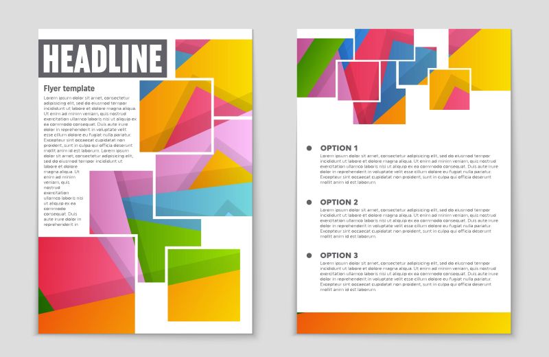 抽象矢量现代彩色几何风格的宣传册平面设计