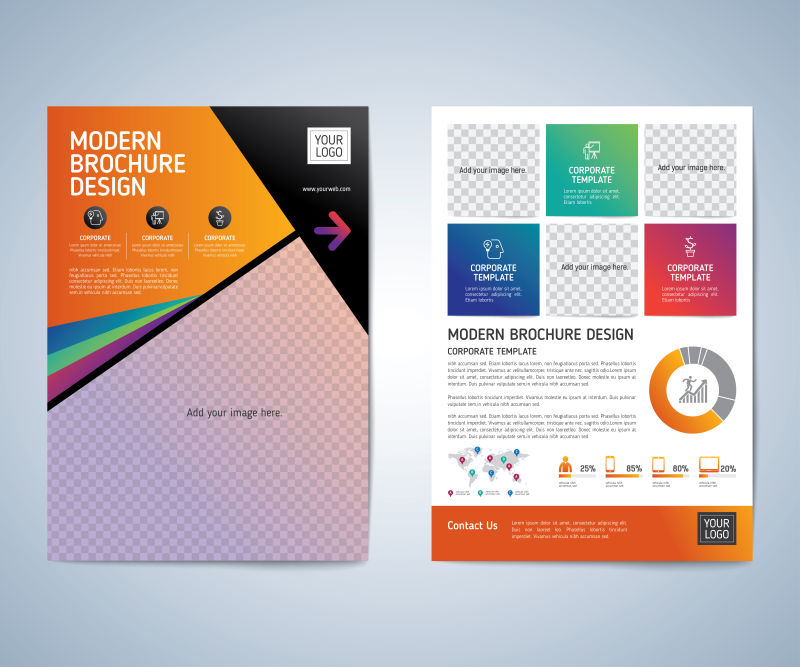 创意矢量现代商业彩色几何风格的宣传册设计