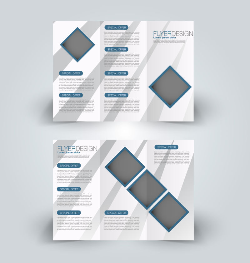抽象矢量现代几何元素的商业三折页设计