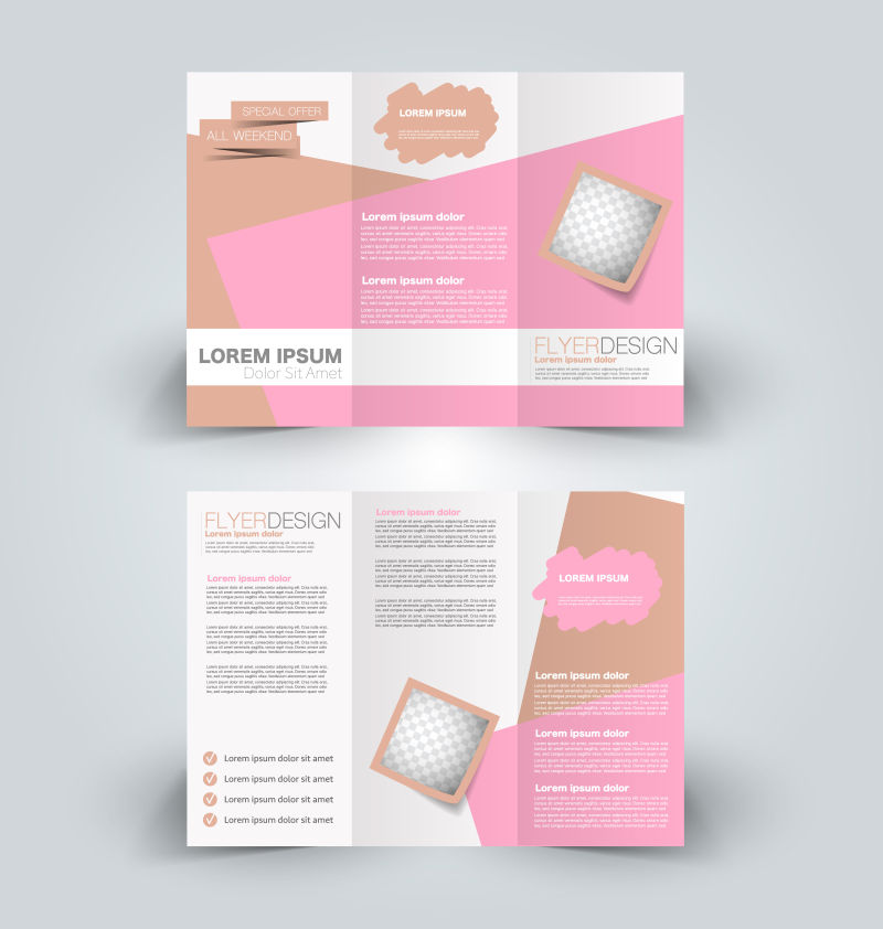 创意矢量现代粉色主题的商业宣传三折页设计