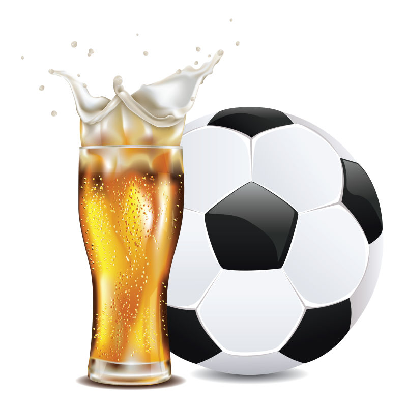 创意矢量现代啤酒和足球插图设计