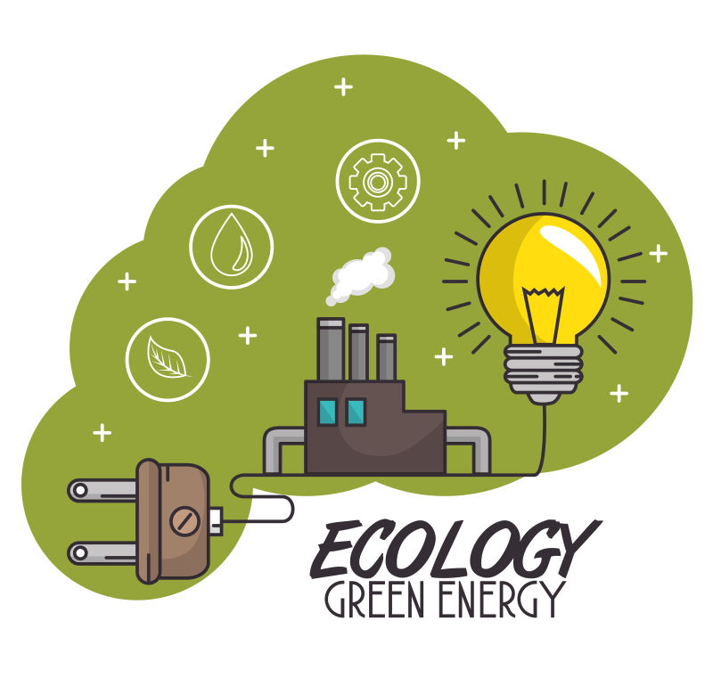 创意矢量生态绿色能源主题插图设计