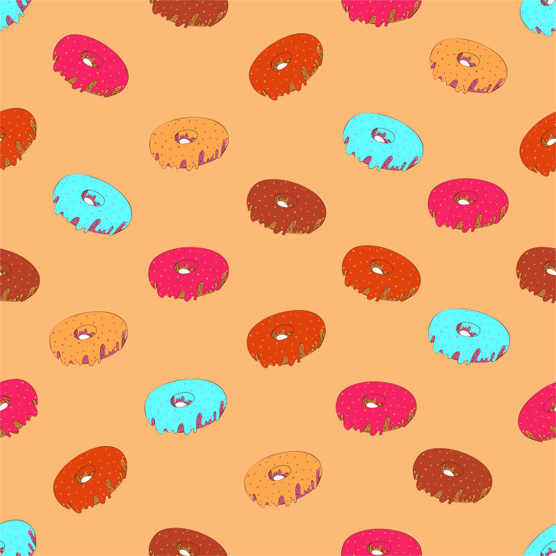 创意矢量现代彩色甜甜圈元素装饰无缝背景