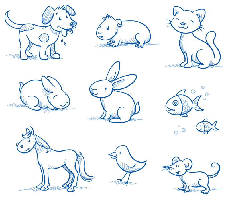 创意矢量手绘动物草图设计