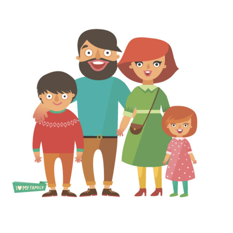 抽象矢量幸福的一家人插图