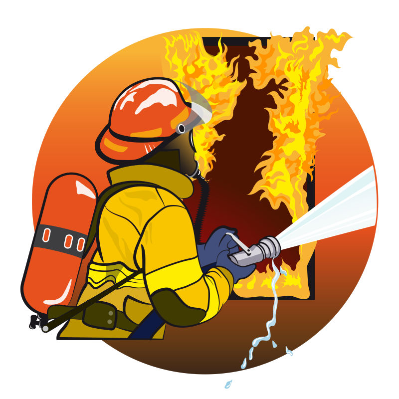 创意矢量现代消防员主题插图设计