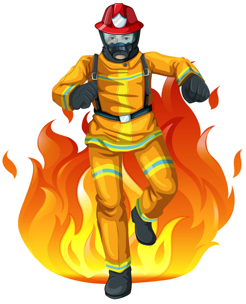 创意矢量现代救火的消防员插图设计
