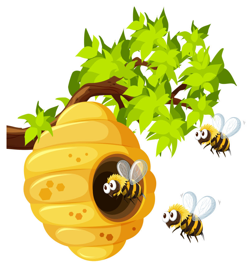 抽象矢量飞动的蜜蜂插图设计