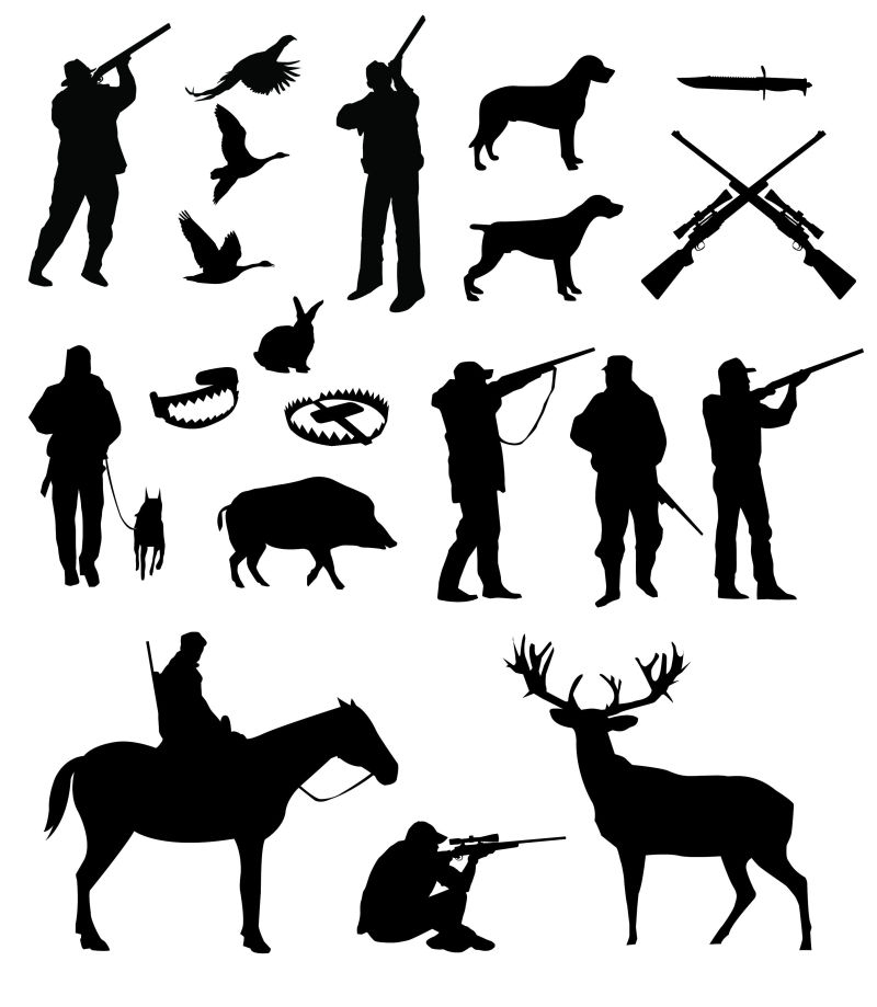 抽象矢量现代猎人剪影插图设计
