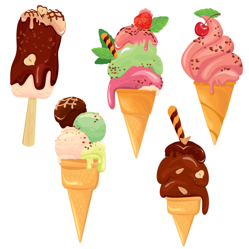 抽象矢量现代冰淇淋设计插图元素