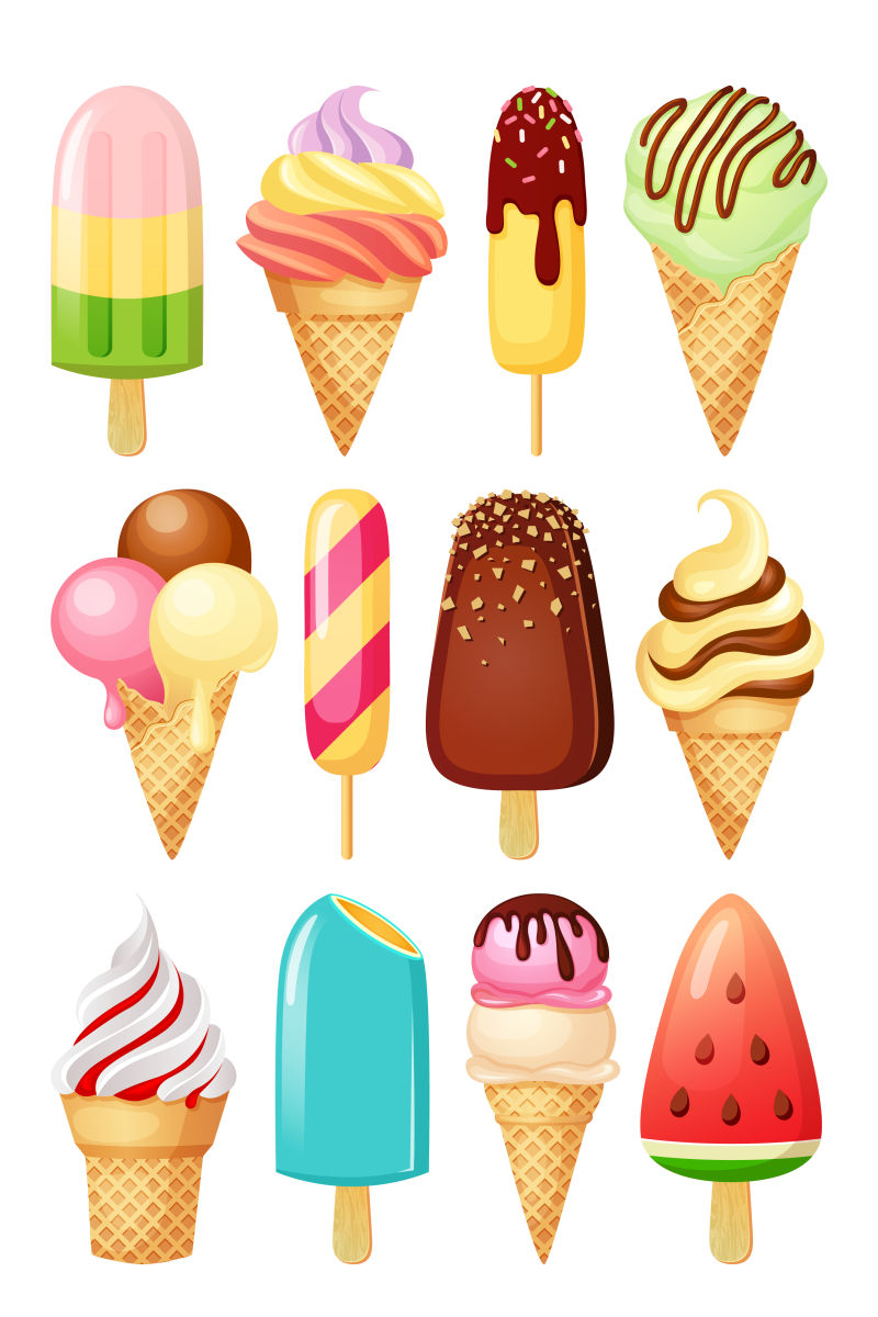 抽象矢量现代冰淇淋设计插图