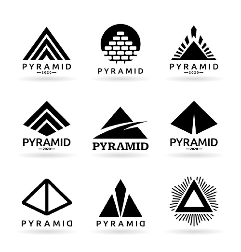 抽象矢量现代黑色金字塔图标设计