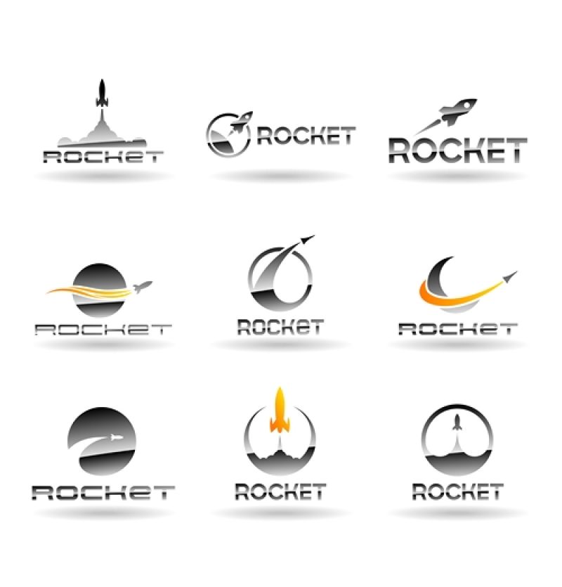 抽象矢量现代火箭元素的图标设计