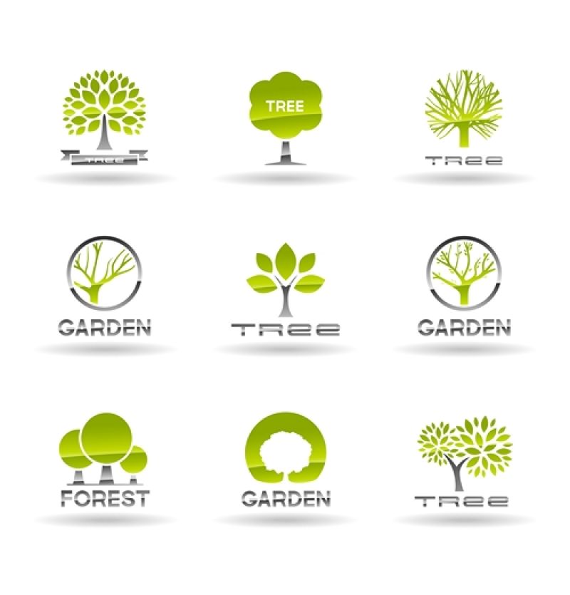抽象矢量现代绿色植物图标设计