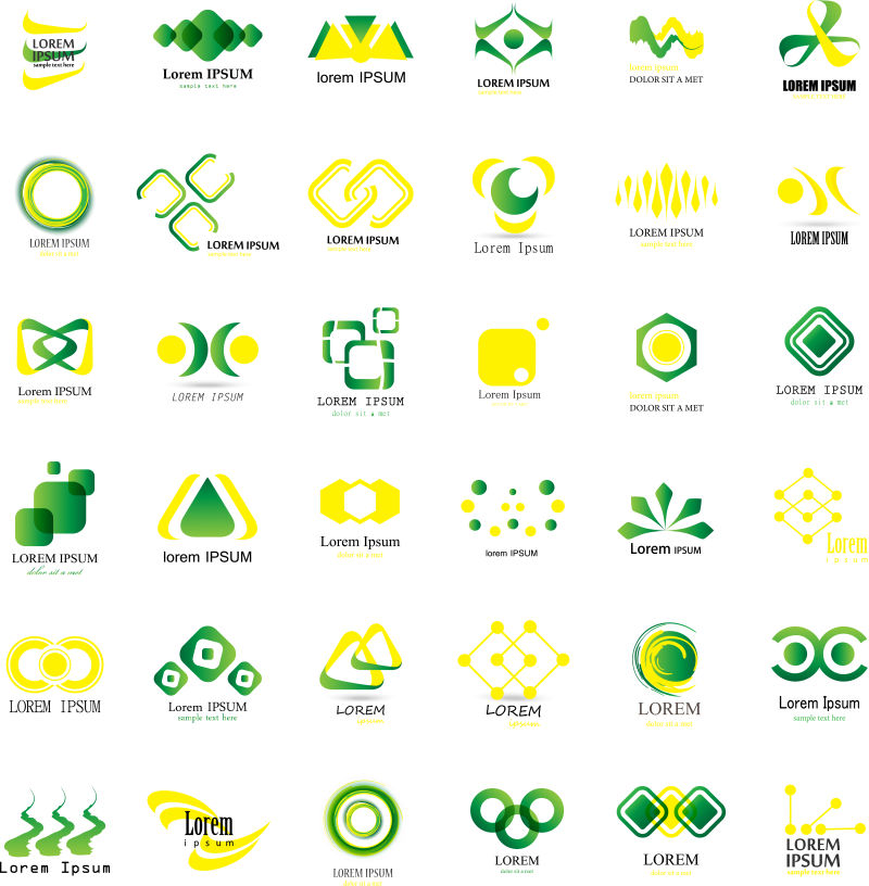 抽象矢量黄绿色图标设计