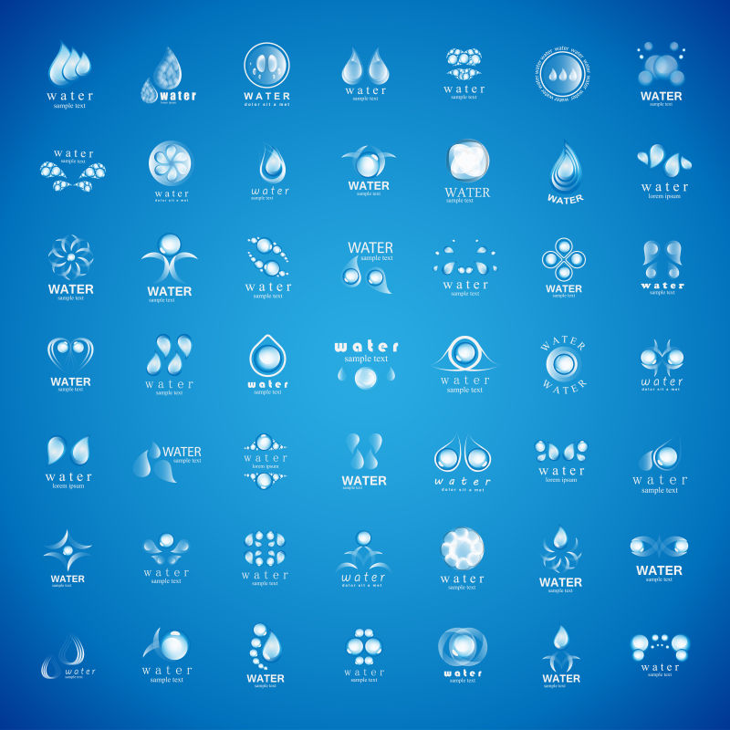 抽象矢量水滴元素的图标设计