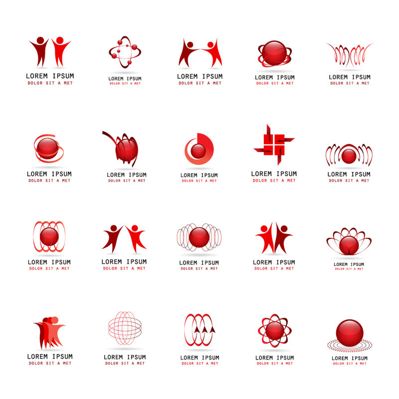 抽象矢量红色商业简易图标设计