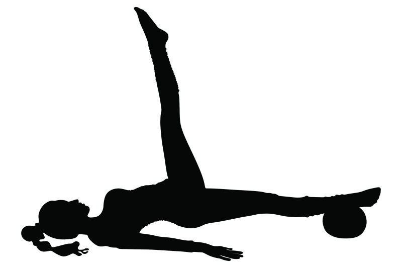 创意矢量现代做体操的健身女孩剪影插图设计