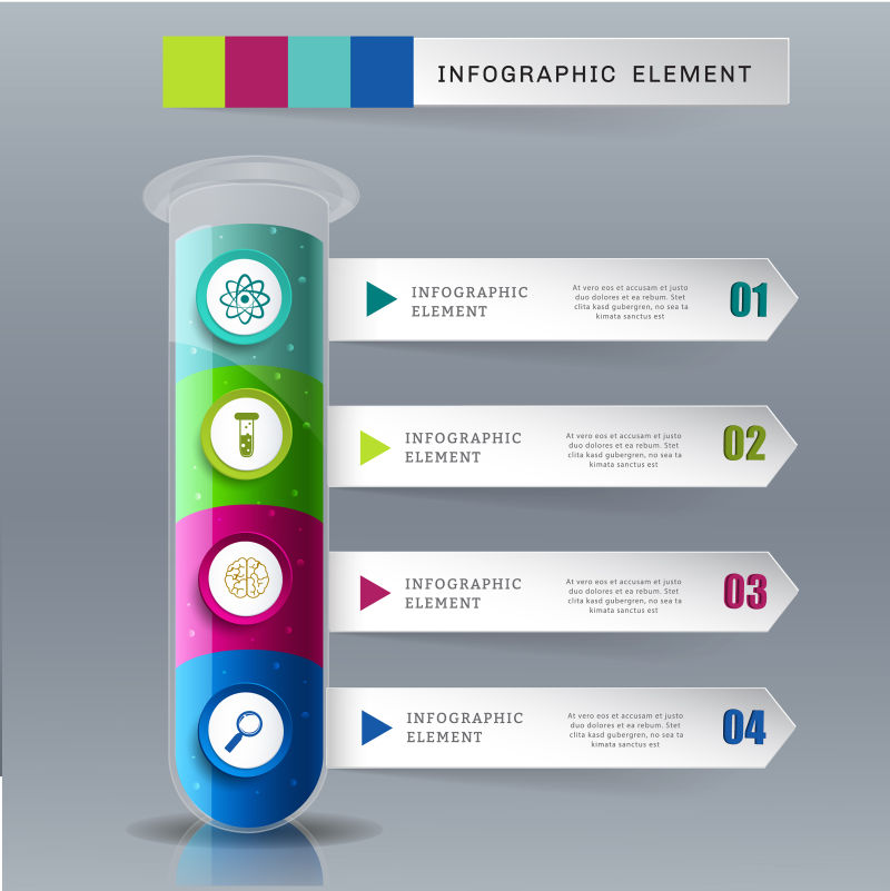 抽象矢量现代彩色化学主题的信息图表设计