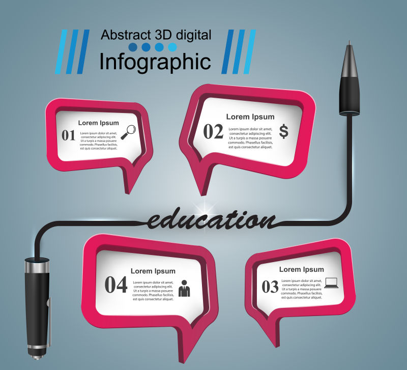 创意矢量现代教育主题的平面信息图表设计
