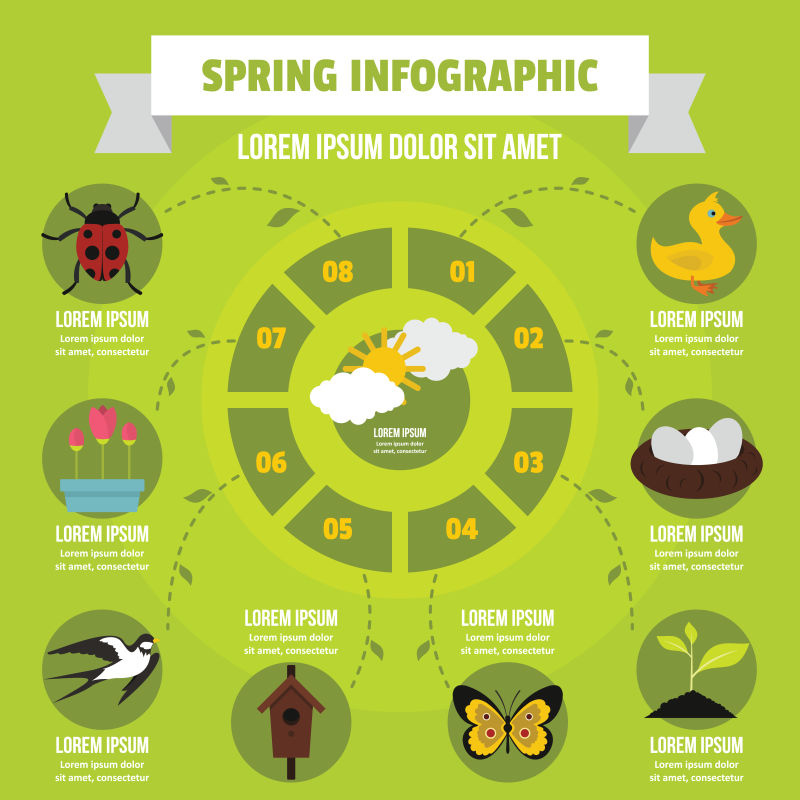 创意矢量春季资讯主题的信息图表设计
