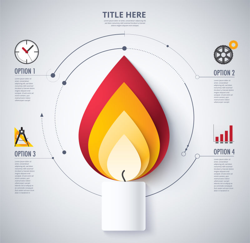 抽象矢量火焰元素的信息图表设计