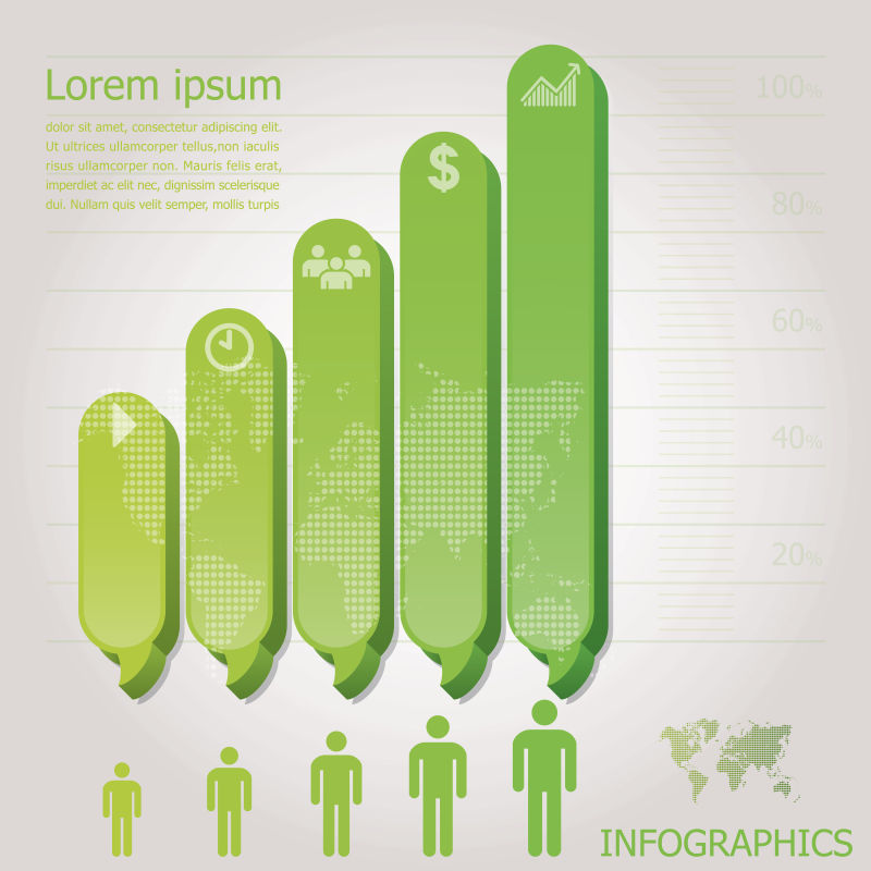 抽象矢量现代绿色商业年度信息图表