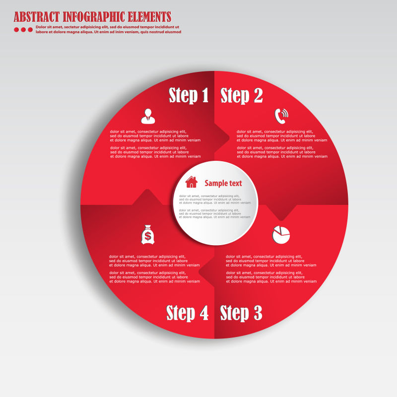 创意矢量红色循环圆形信息图表设计