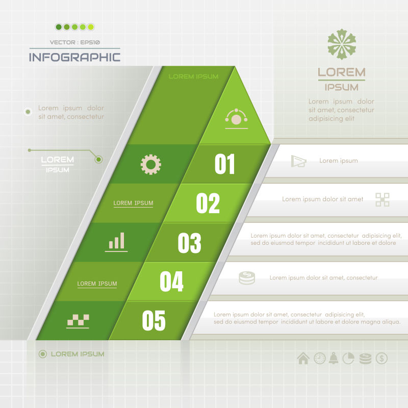 抽象矢量现代绿色几何商业信息图表设计