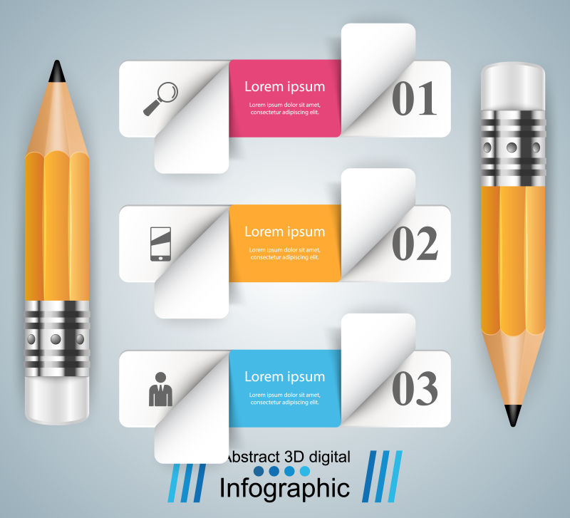 创意矢量现代铅笔元素的商业信息图表设计