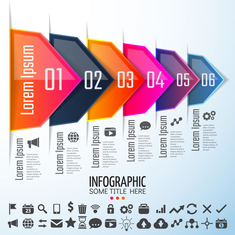 抽象矢量现代彩色数字箭头信息图表设计元素