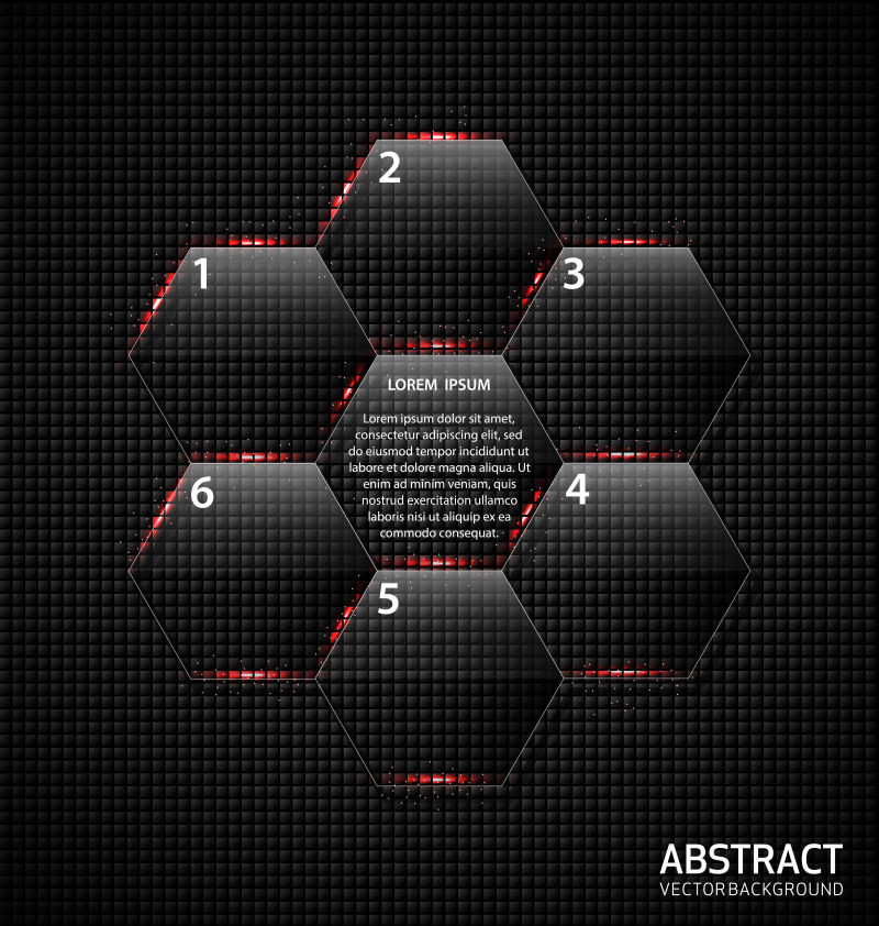 创意矢量现代黑色六边形元素的信息图表设计