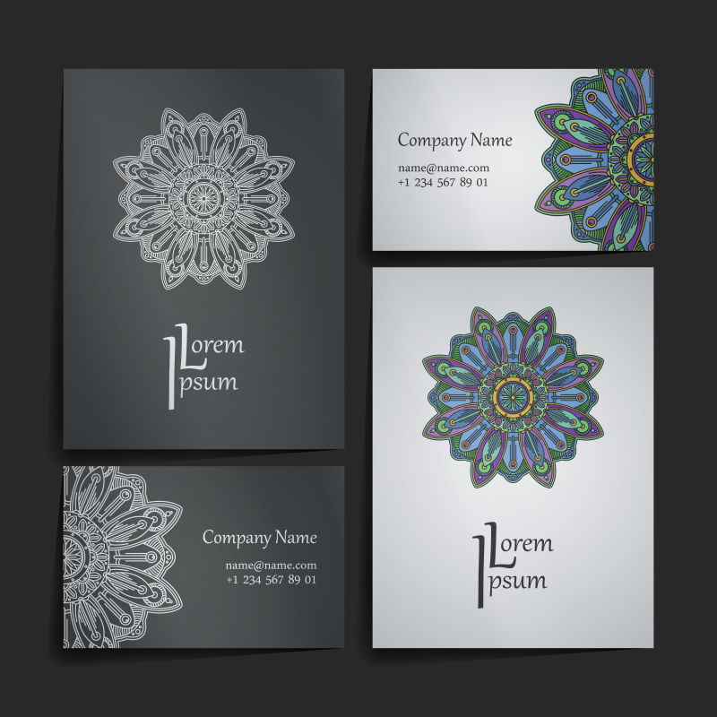 抽象矢量现代花朵元素的卡片设计