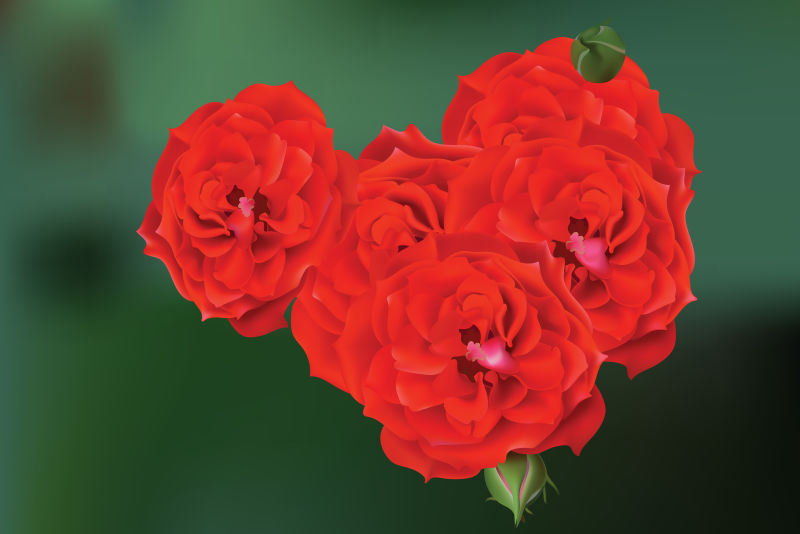 抽象矢量红色玫瑰花设计插图