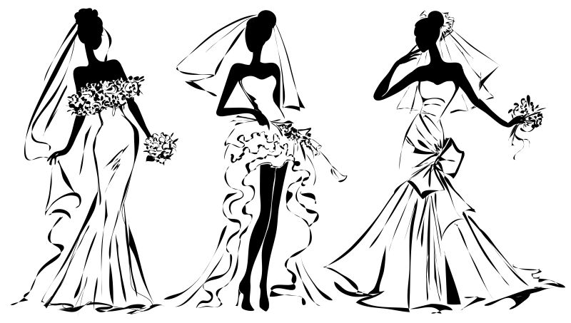 黑白婚纱时尚女性剪影