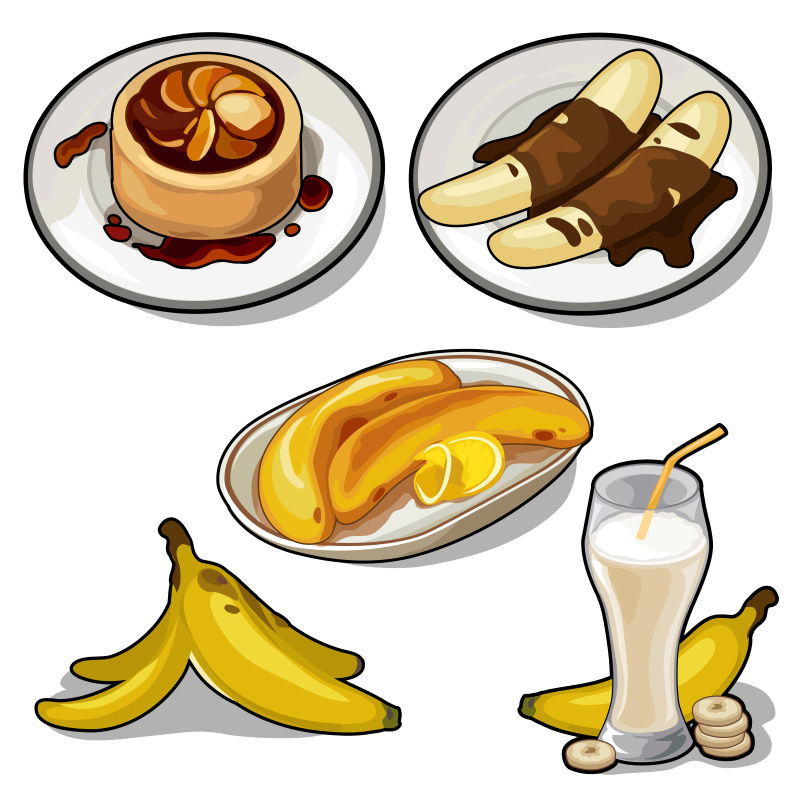 抽象矢量现代香蕉美食设计插图
