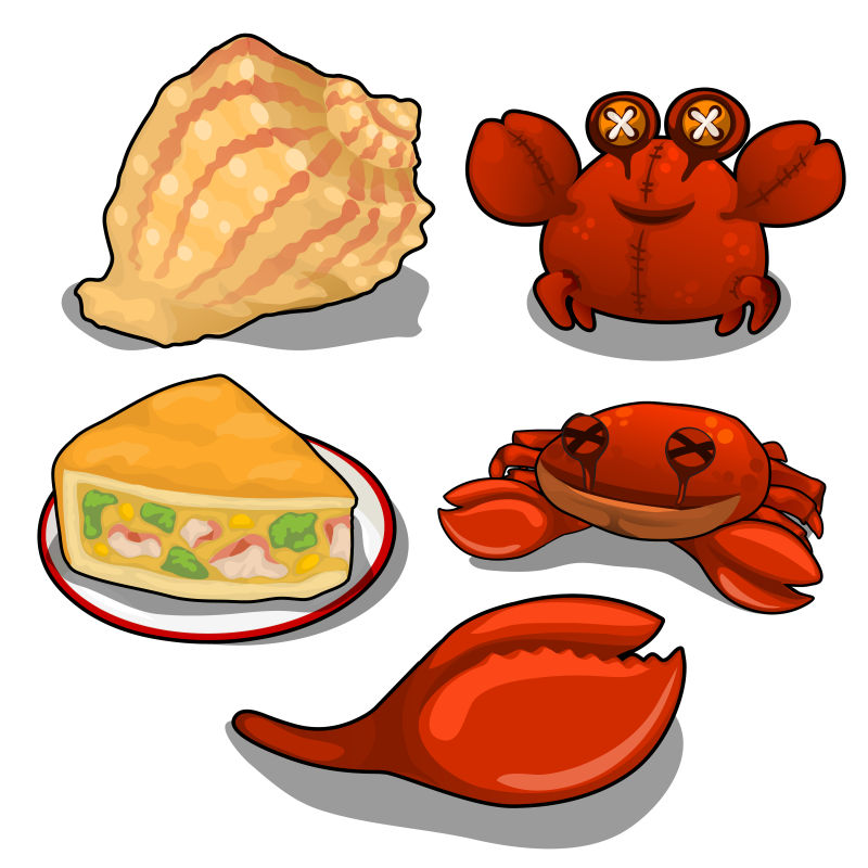 抽象矢量现代蟹类美食设计插图