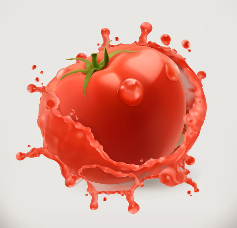 抽象矢量新鲜的番茄汁插图设计