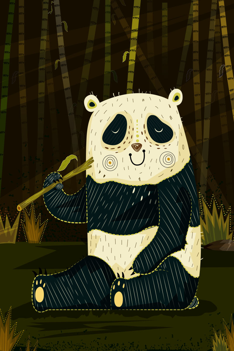 抽象矢量现代卡通熊猫插图设计