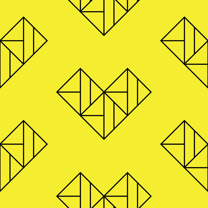 抽象矢量现代几何心形元素装饰黄色背景
